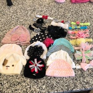 Baby girl hat and bow bundle